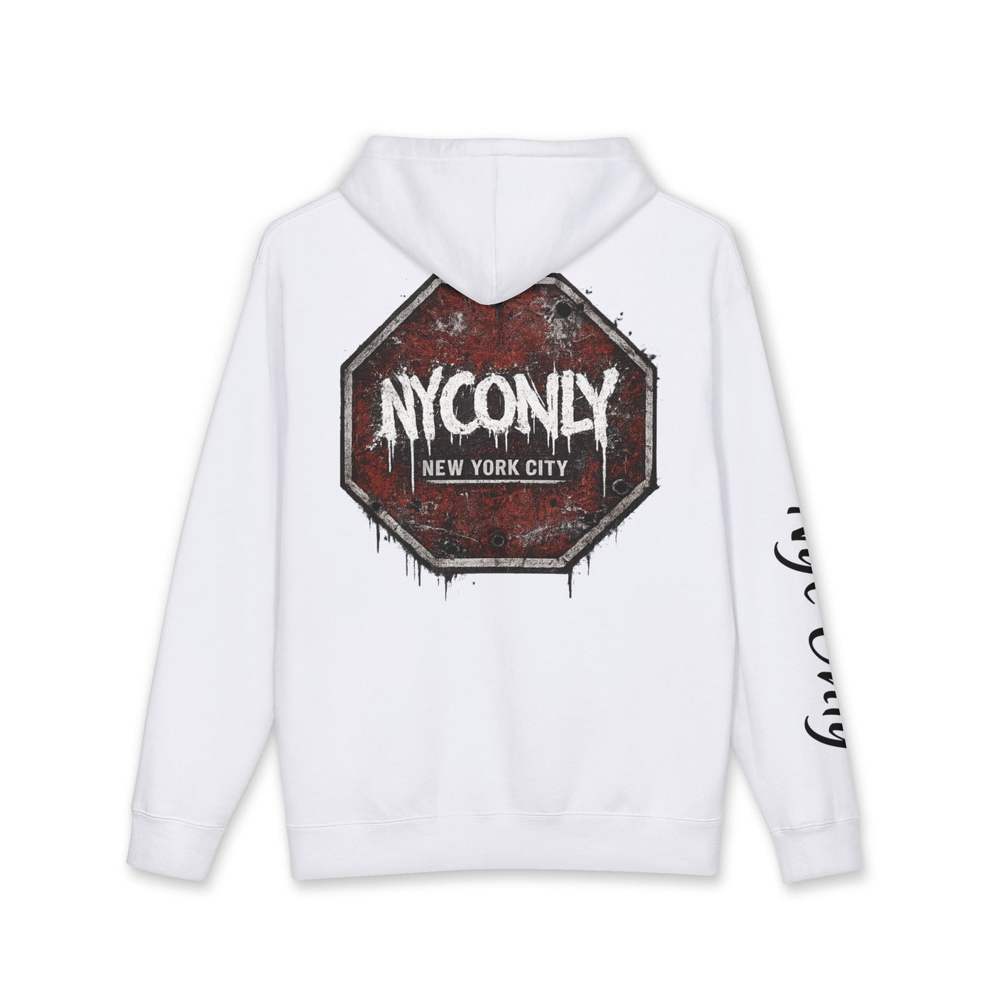 NYOnly Distressed Stop Sign Hoodie — New York City Streetwear Pullover