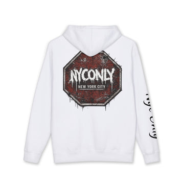 NYOnly Distressed Stop Sign Hoodie — New York City Streetwear Pullover