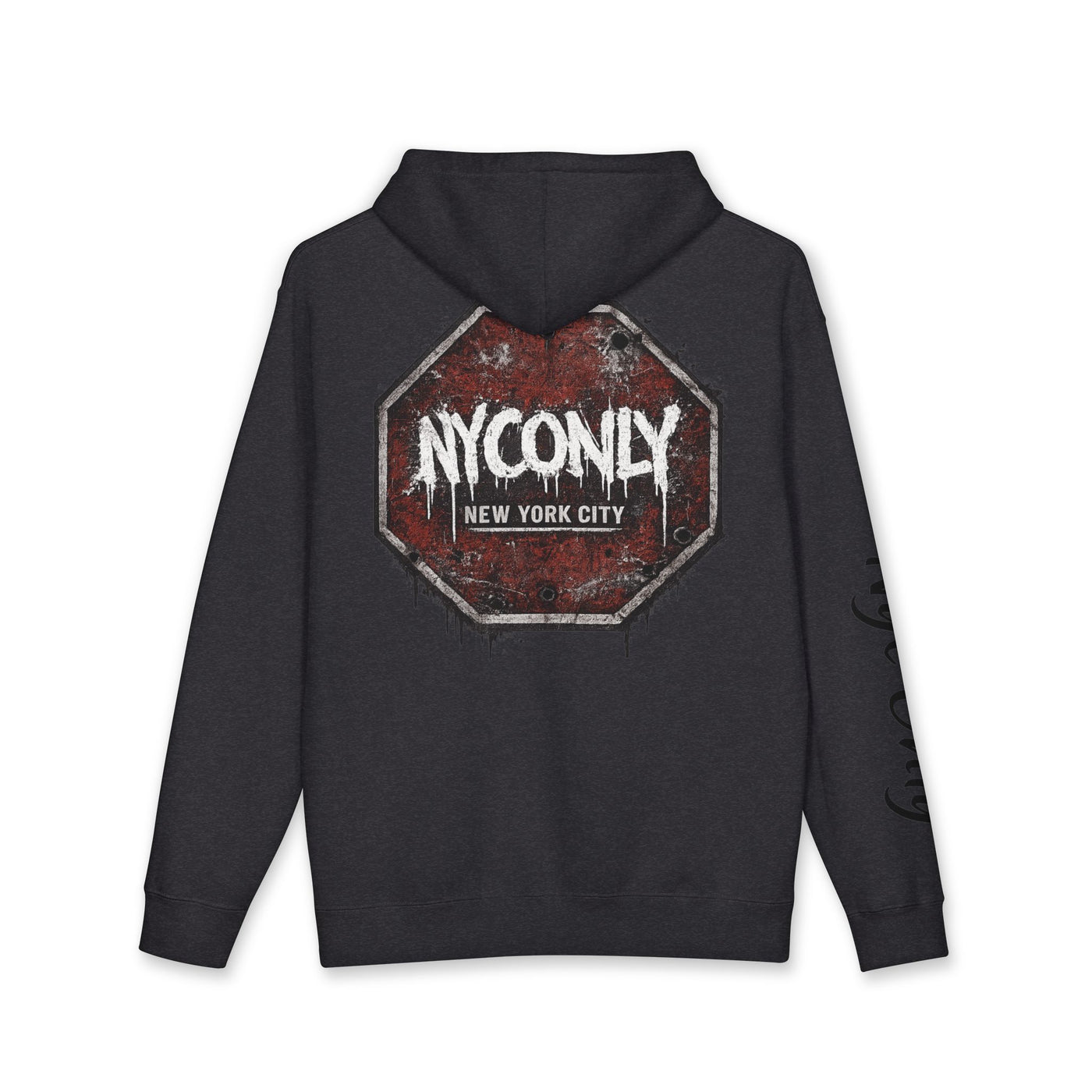 NYOnly Distressed Stop Sign Hoodie — New York City Streetwear Pullover